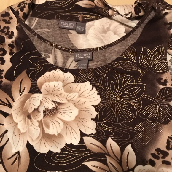 Chico’s Animal Print With Gold Metallic Threads Collarless Blazer/Jacket/Tank - Picture 7 of 8